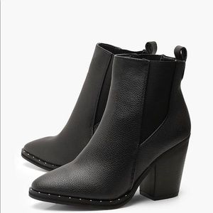 Studded Wester Black Booties. Size 7. BOOHOO